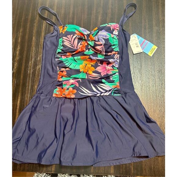 Swim Solutions NWT size 14 blue swim dress - Picture 1 of 9